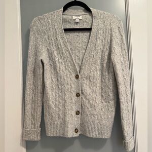 J. Crew Light Gray Cable Knit Cardigan Sweater Extra Soft